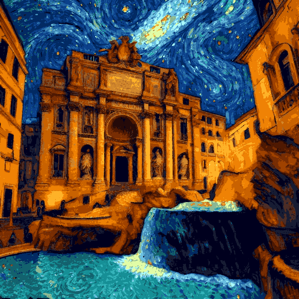 Trevi Fountain, Rome (4) - Van-Go Paint-By-Number Kit