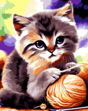 A Kitten with wool ball - Van-Go Paint-By-Number Kit
