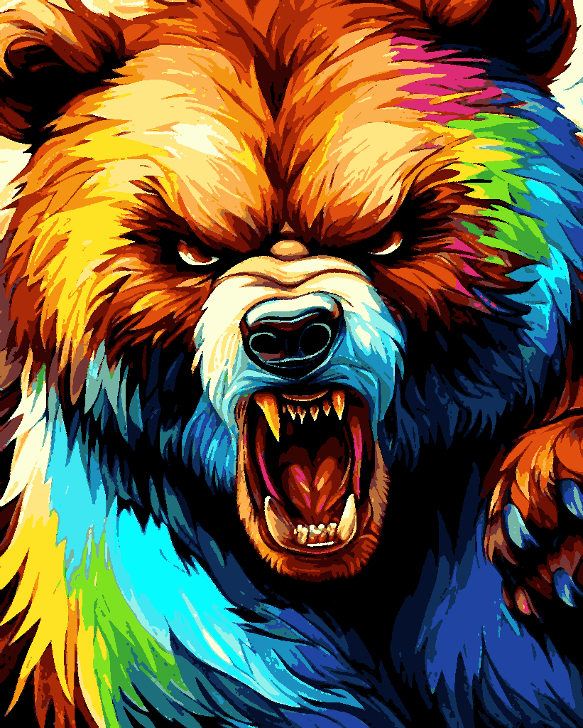 An angry colored bear (1) - Van-Go Paint-By-Number Kit