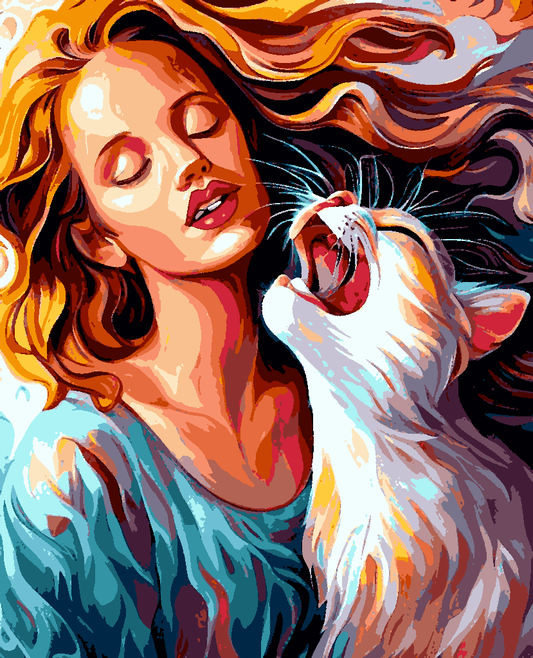 Girl and Cat Duet (2) - Van-Go Paint-By-Number Kit
