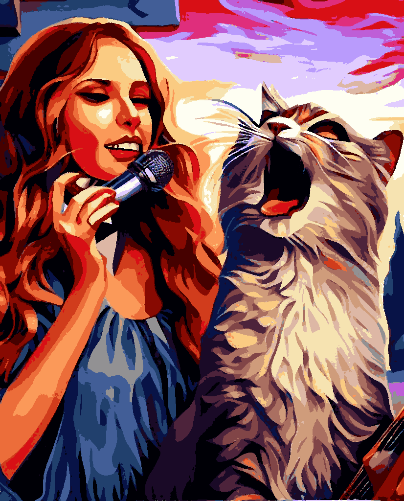 Girl and Cat Duet (1) - Van-Go Paint-By-Number Kit