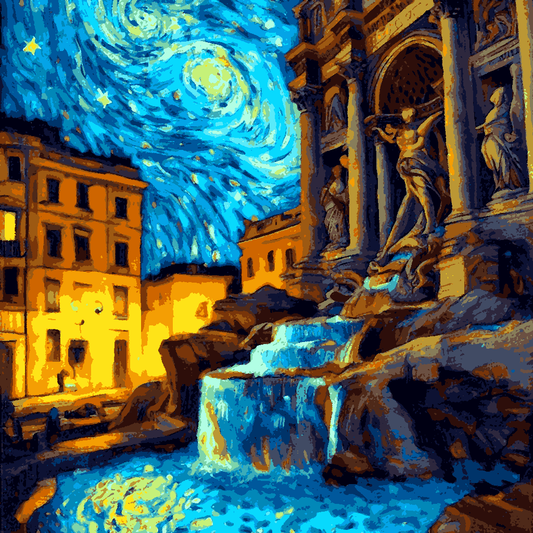 Trevi Fountain, Rome (3) - Van-Go Paint-By-Number Kit