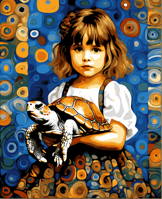 Little Girl with a Turtle - Van-Go Paint-By-Number Kit