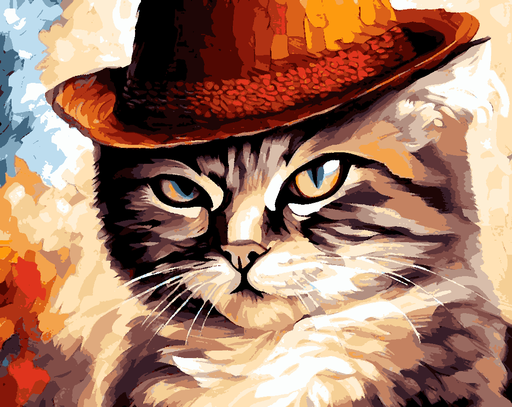 A Cat with a Hat (1) - Van-Go Paint-By-Number Kit
