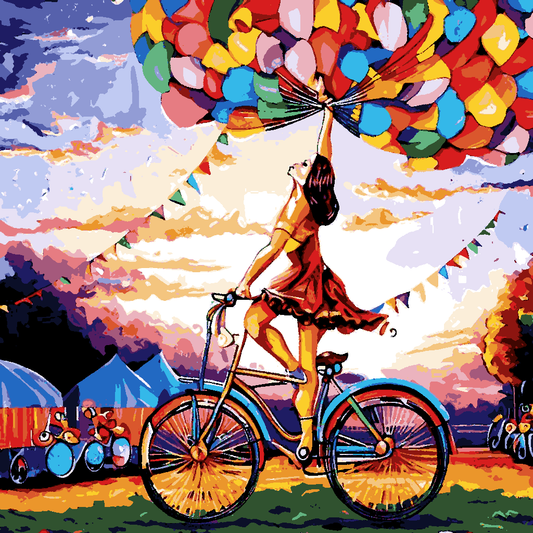 Girl on a Circus bike - Van-Go Paint-By-Number Kit