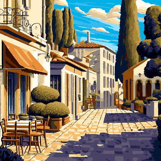 Mediterranean Casual Street (3) - Van-Go Paint-By-Number Kit