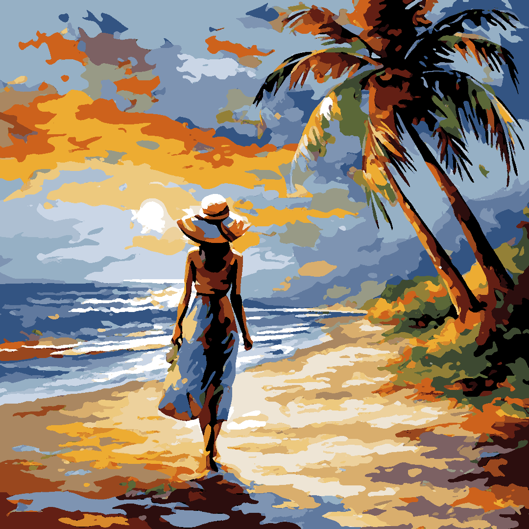 Morning Beach Walking - Van-Go Paint-By-Number Kit