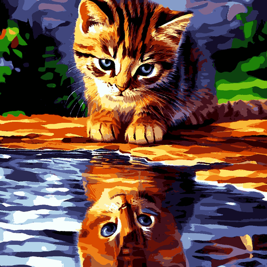 Kitten's Reflection (1) - Van-Go Paint-By-Number Kit