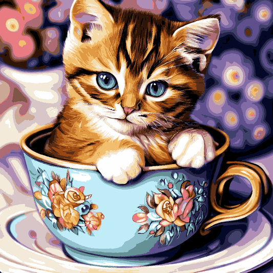 Kitten in teacup (1) - Van-Go Paint-By-Number Kit