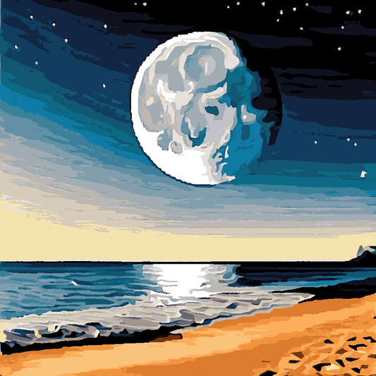 Moon landing on the beach (1) - Van-Go Paint-By-Number Kit
