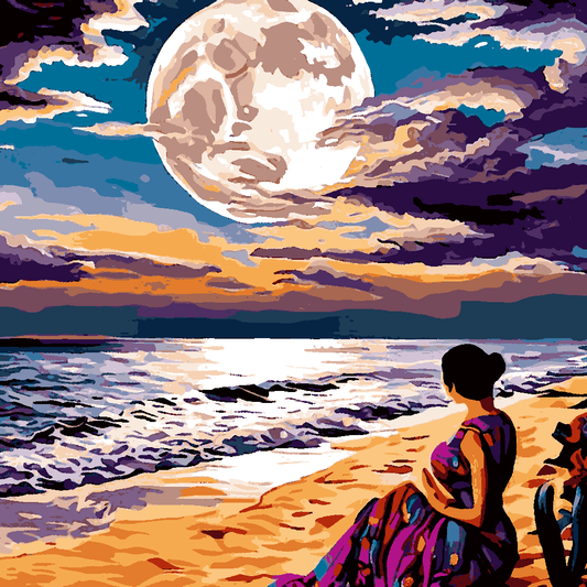 Moon landing on the beach (3) - Van-Go Paint-By-Number Kit