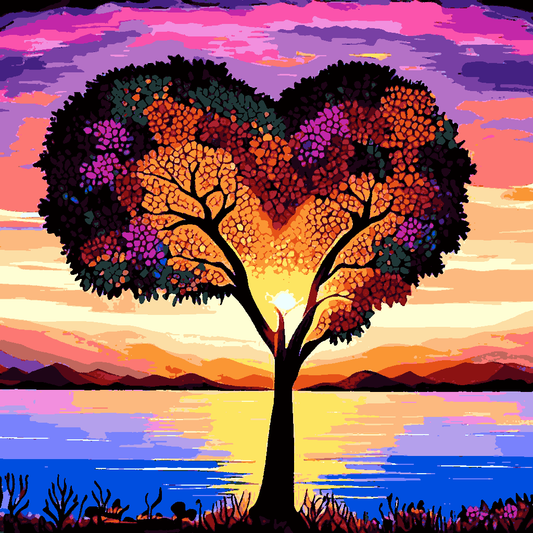 Love tree at Sunset (2) - Van-Go Paint-By-Number Kit