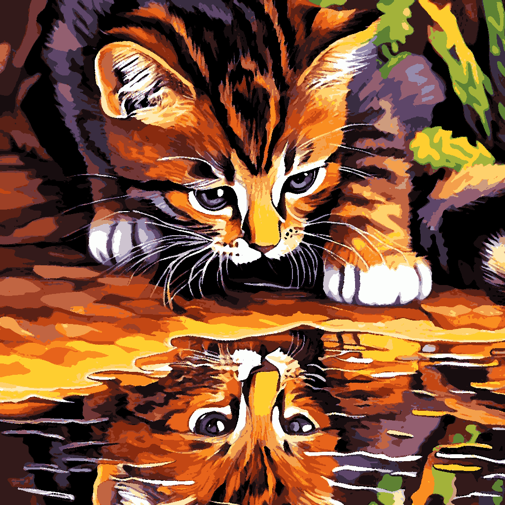 Kitten's Reflection (3) - Van-Go Paint-By-Number Kit