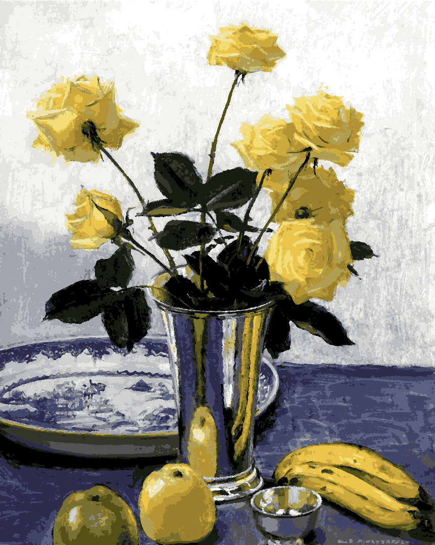 Still life with yellow roses by Olle Hjortzberg - Van-Go Paint-By-Number Kit