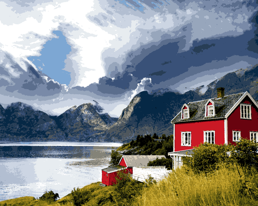 A House by a lake (1) - Van-Go Paint-By-Number Kit