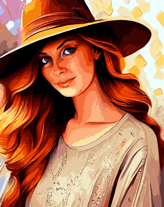 Ginger Lady with Hat (2) - Van-Go Paint-By-Number Kit