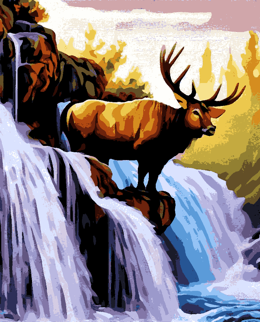 Bull Elk Falls (1) - Van-Go Paint-By-Number Kit