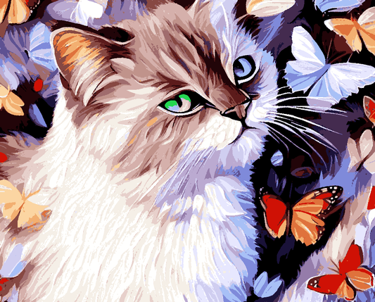 Butterflies Cat (2) - Van-Go Paint-By-Number Kit