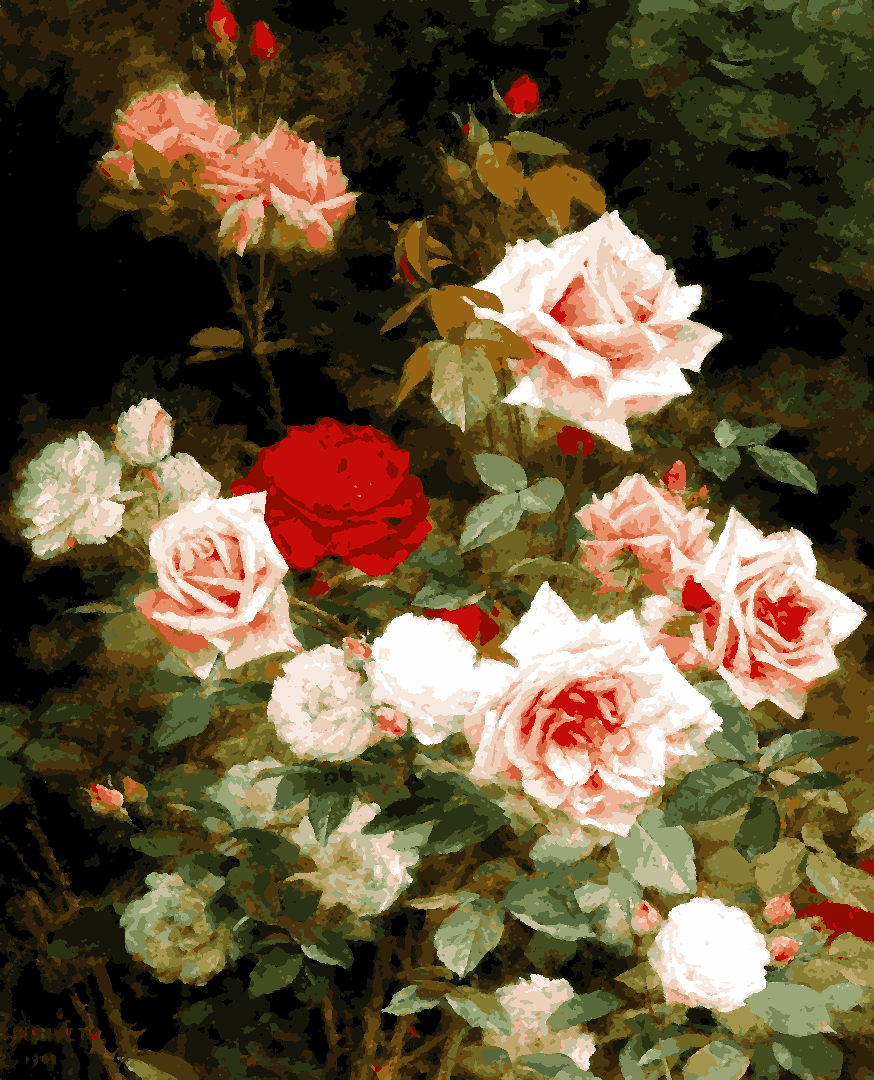A Rose Garden by Gustave Bienvetu - Van-Go Paint-By-Number Kit