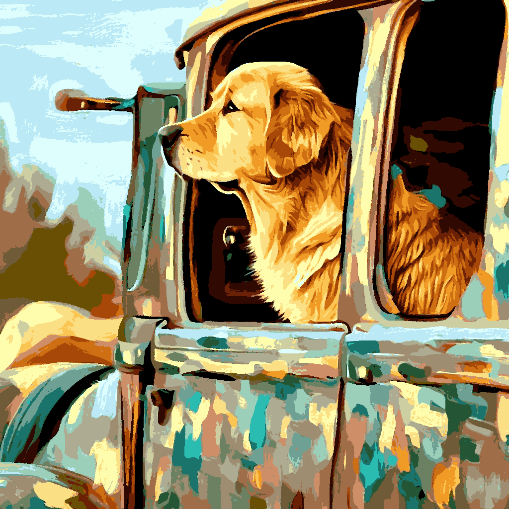 Golden Retriever Ride (2) - Van-Go Paint-By-Number Kit