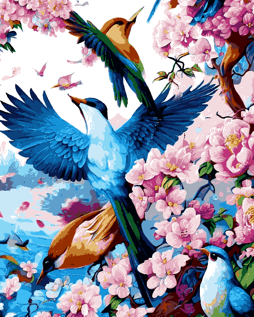 Birds and Flowers - Van-Go Paint-By-Number Kit
