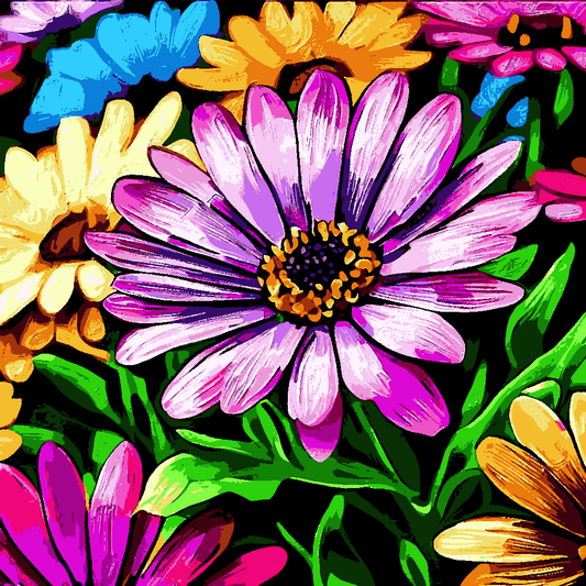 African Daisy Flower (3) - Van-Go Paint-By-Number Kit