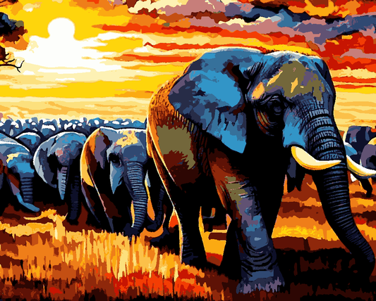 Elephant Parade (3) - Van-Go Paint-By-Number Kit