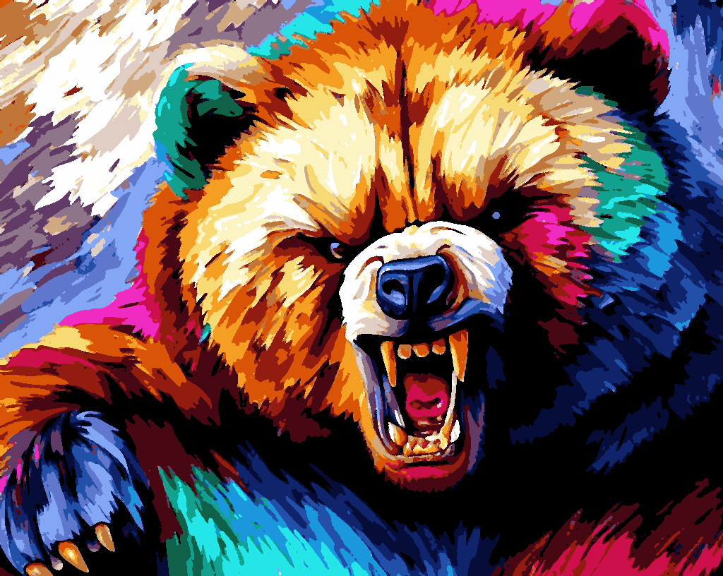 An angry colored bear (2) - Van-Go Paint-By-Number Kit