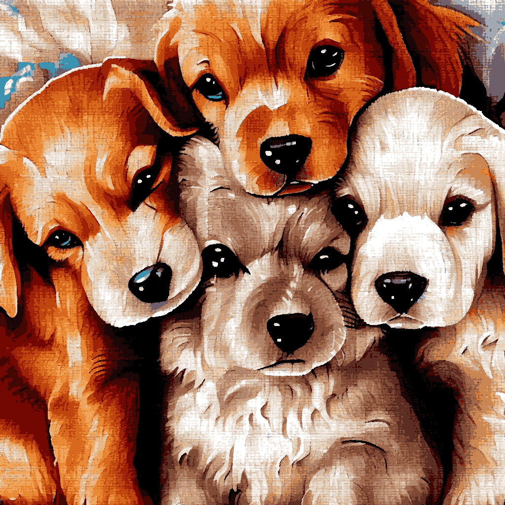 Group of puppies - Van-Go Paint-By-Number Kit