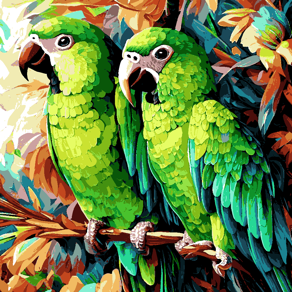 Green Parrots (2) - Van-Go Paint-By-Number Kit