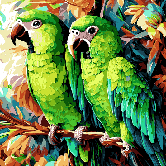 Green Parrots (2) - Van-Go Paint-By-Number Kit