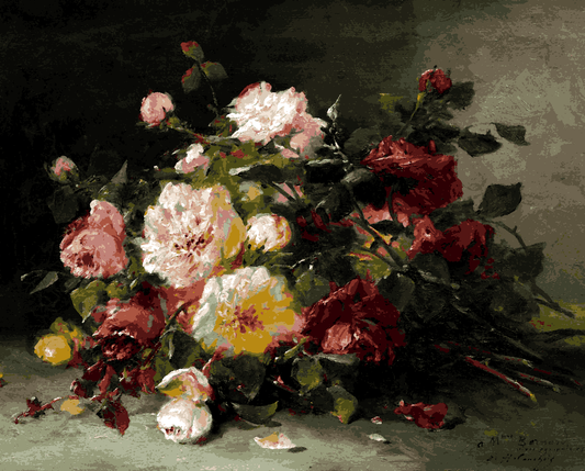 Bouquet de roses by Eugène Henri Cauchois - Van-Go Paint-By-Number Kit