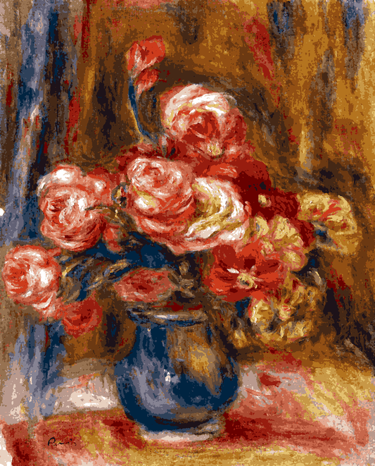 Vase of Roses by Pierre-Auguste Renoir - Van-Go Paint-By-Number Kit