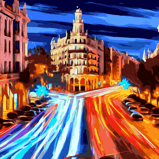 La Gran Via, Madrid, Spain - Van-Go Paint-By-Number Kit