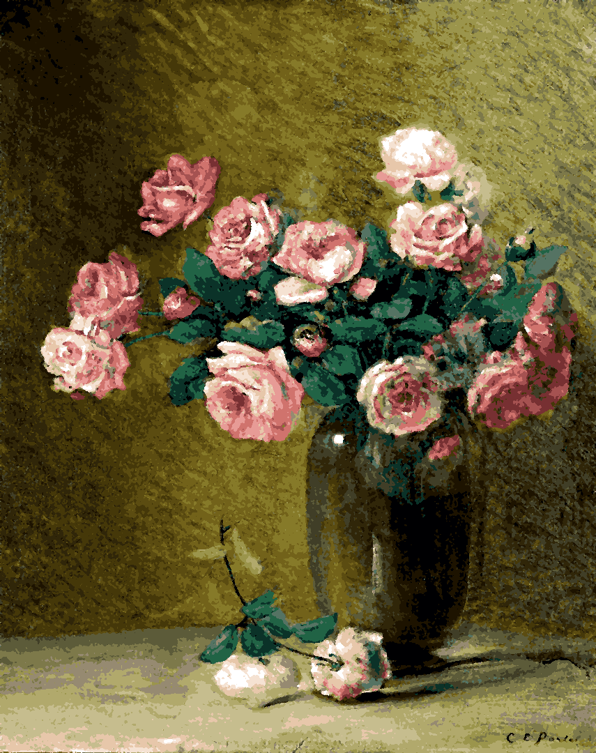 Pink Roses On A Table by Charles Ethan Porter - Van-Go Paint-By-Number Kit