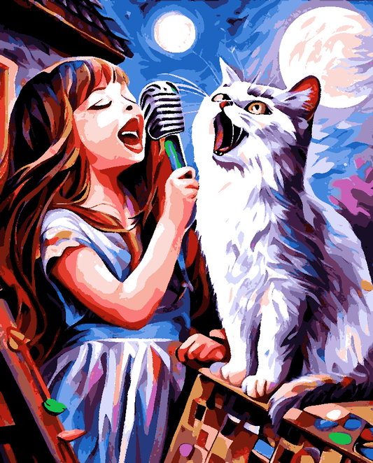 Girl and Cat Duet PD (3) - Van-Go Paint-By-Number Kit