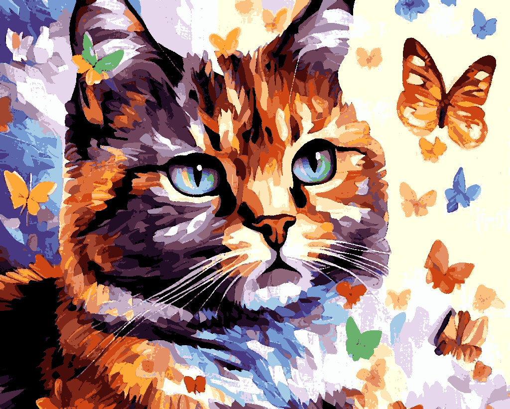 Butterflies Cat (1) - Van-Go Paint-By-Number Kit