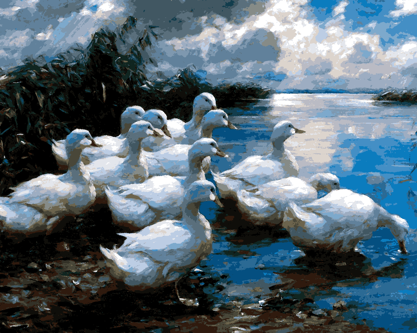 Ducks by a lake by Alexander Koester - Van-Go Paint-By-Number Kit