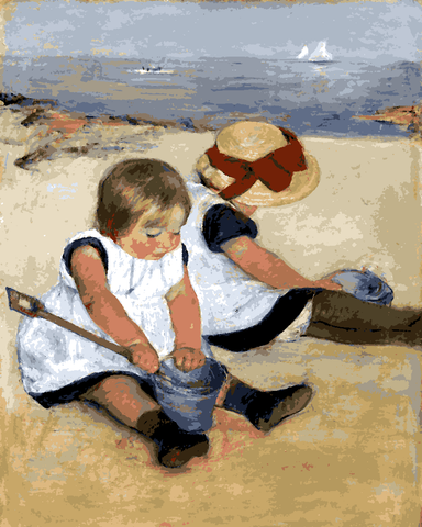 Children Playing on the Beach by Mary Cassatt - Van-Go Paint-By-Number Kit
