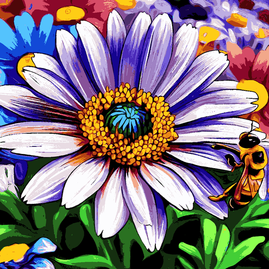 African Daisy Flower with a Bee - Van-Go Paint-By-Number Kit