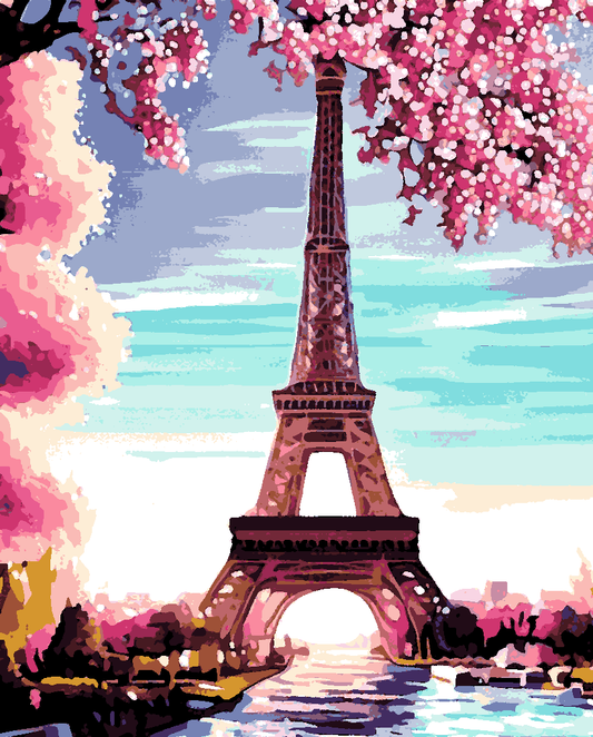 Eiffel Tower In Fall Day (2) - Van-Go Paint-By-Number Kit