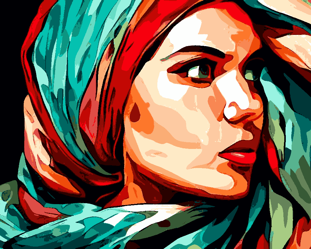 Head Scarf Woman (PD) - Van-Go Paint-By-Number Kit