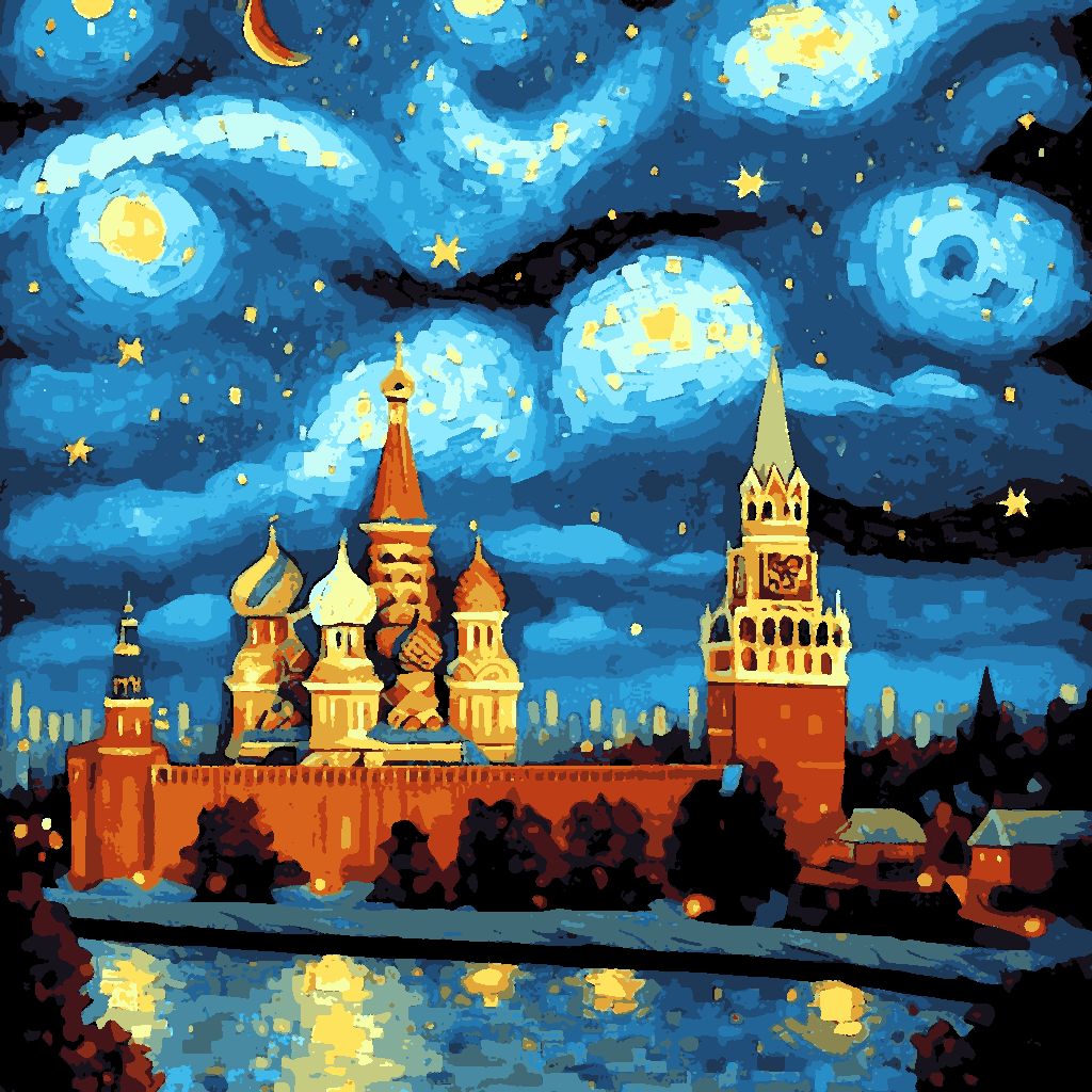 Moscow Saint Basil's Cathedral (5) - at Starry Night -  Van-Go Paint-By-Number Kit