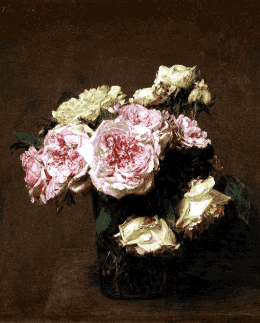 Roses dans un vase de cristal by Henri Fantin-Latour - Van-Go Paint-By-Number Kit