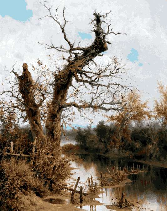 Old Tree by the Stream by Ramón Tusquets - Van-Go Paint-By-Number Kit