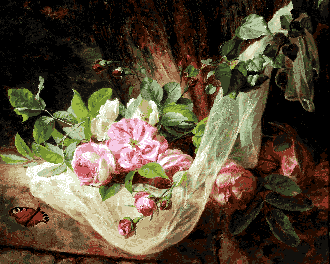 Still Life With Roses On A Forest Floor by Andreas Lach - Van-Go Paint-By-Number Kit