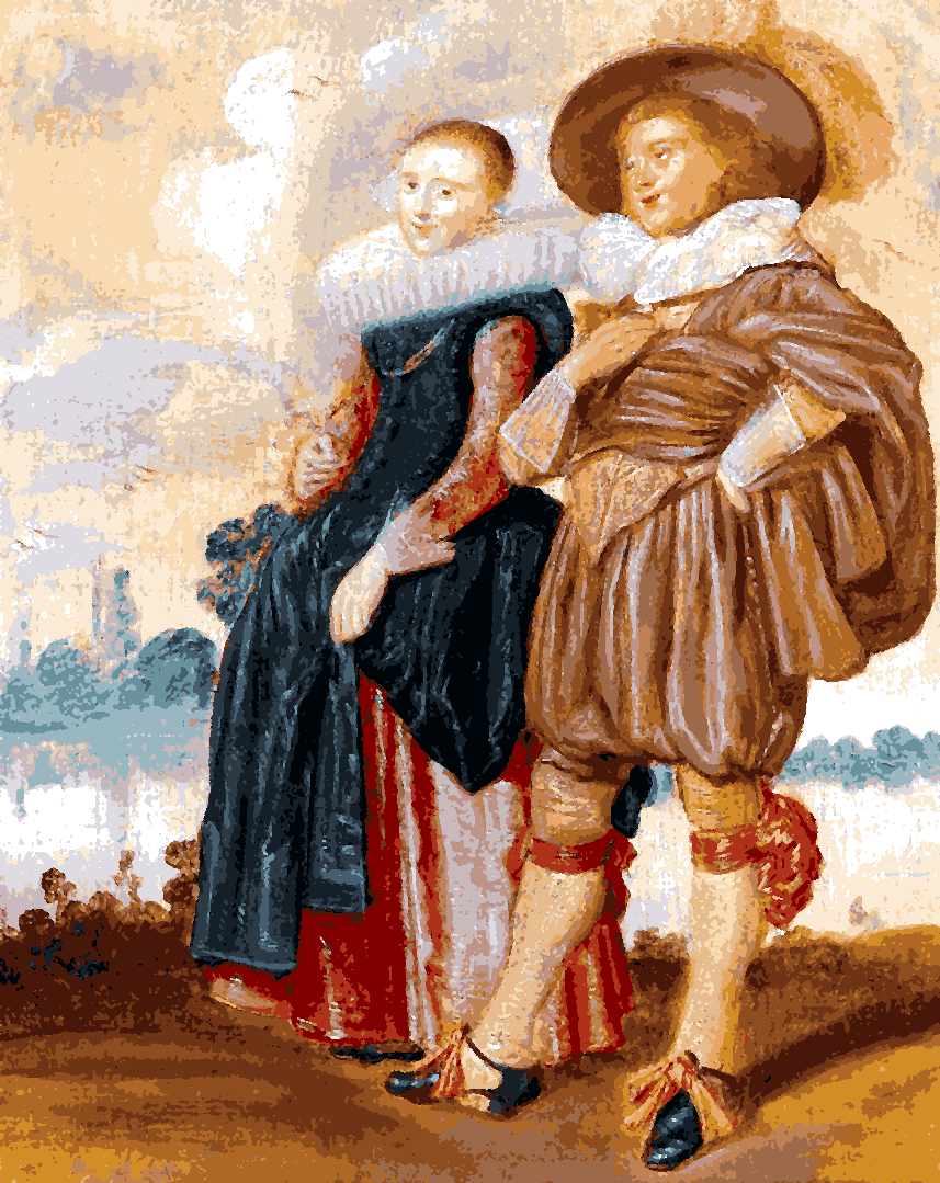 An Elegant Couple Standing By A River by Dirck Hals - Van-Go Paint-By-Number Kit