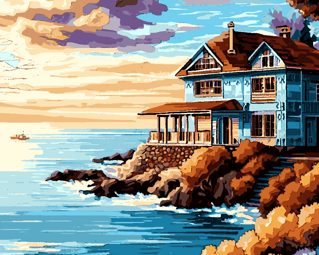 A House at the Sea (2) - Van-Go Paint-By-Number Kit