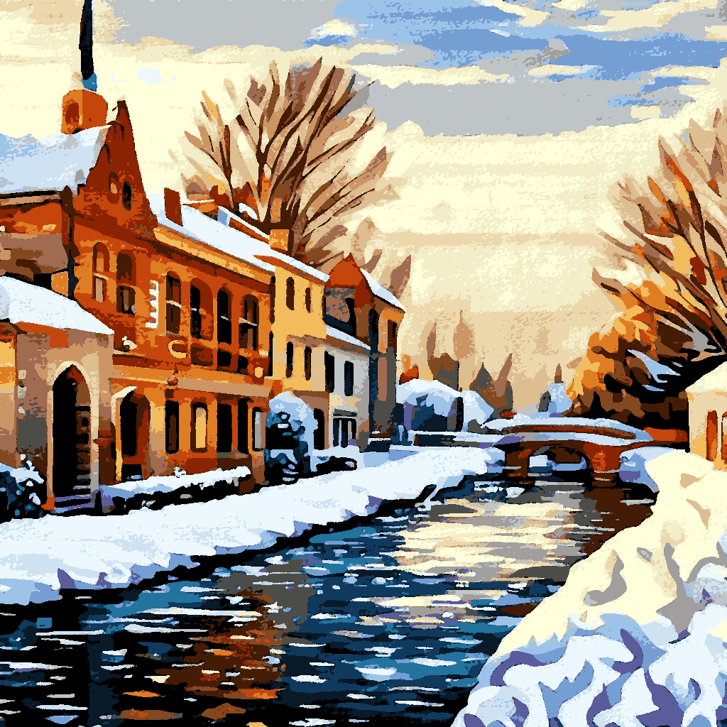 Bruges Canal, Belgium under Snow - Van-Go Paint-By-Number Kit