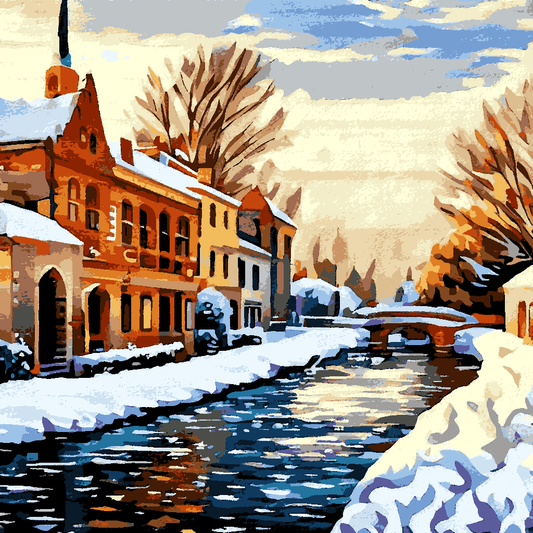 Bruges Canal, Belgium under Snow - Van-Go Paint-By-Number Kit